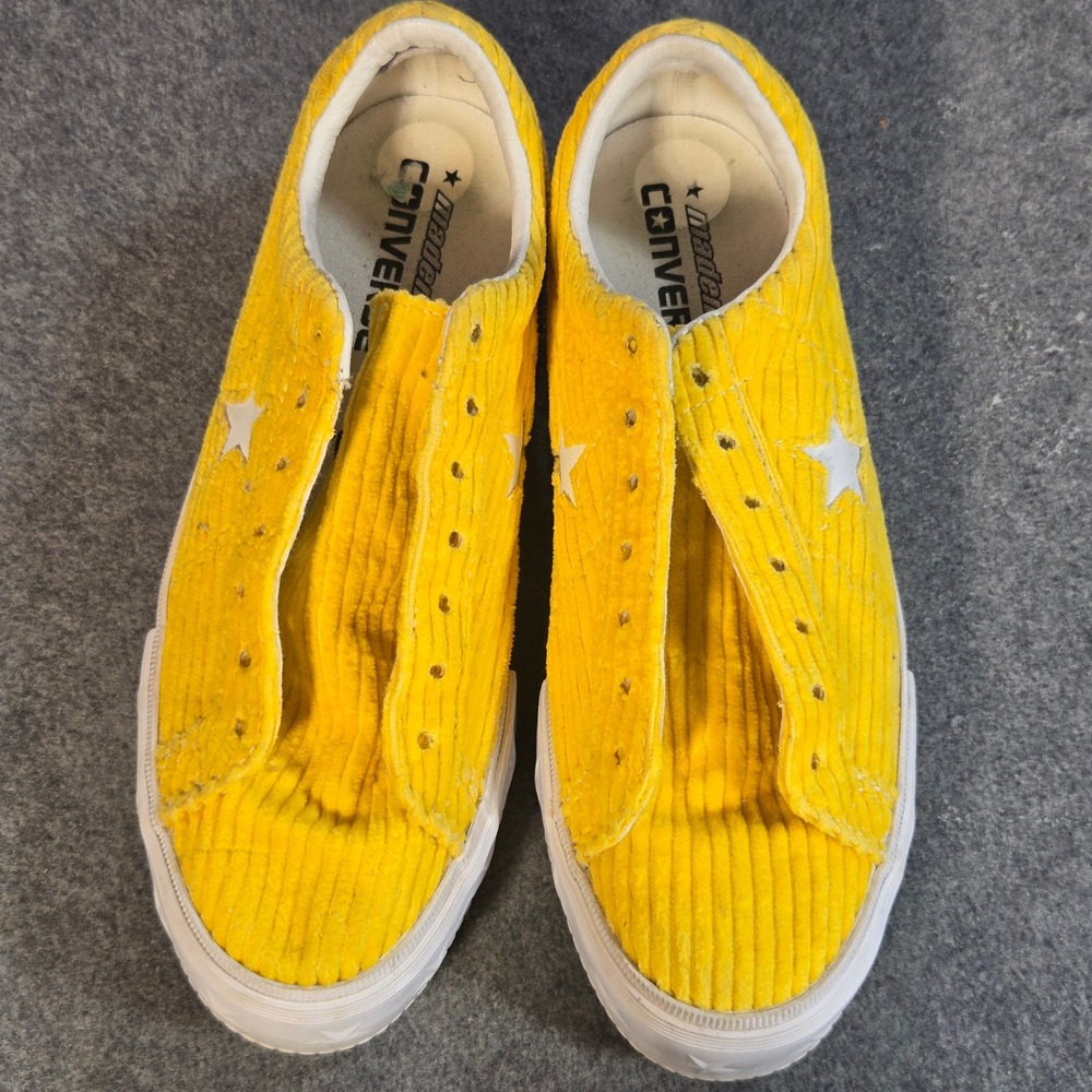 Rare Converse x MadeMe One Star Platform Yellow Corduroy Sneakers Womens 5.5 - Picture 5 of 10